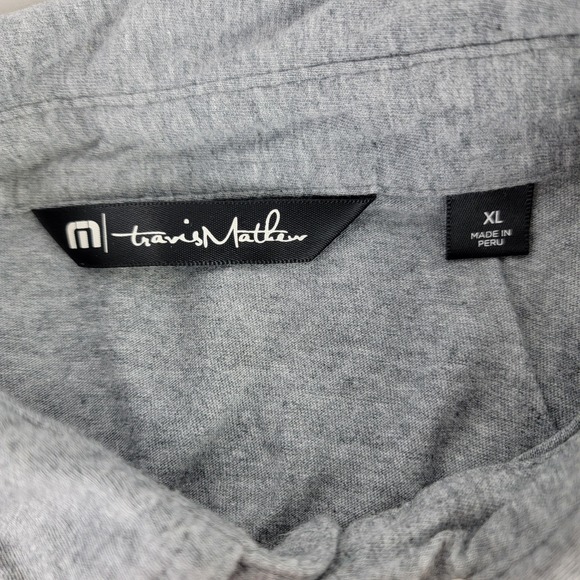 Travis Mathew Polo Shirt Mens XL Golf Gray Stripe Cotton Modal Blend CH Logo - Picture 4 of 8
